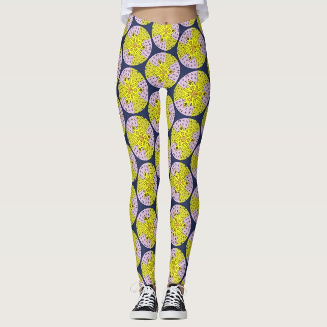 Modernes Retromuster, Kreismuster Leggings (Vorderseite)