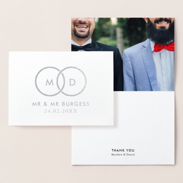 Modernes Rings Gay Wedding Custom Foto Vielen Dank Folienkarte (Anzeige)
