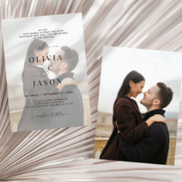 Modernes Romantisches Drehbuch Schwarz-weiß 2 Foto Einladung