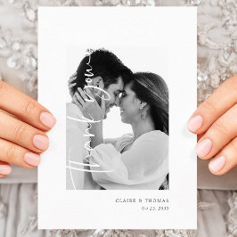 Modernes romantisches Foto | Einfaches Hochzeitssc Dankeskarte