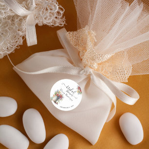 Modernes Romantisches Frühlingsblumen Vase Brautpa Runder Aufkleber