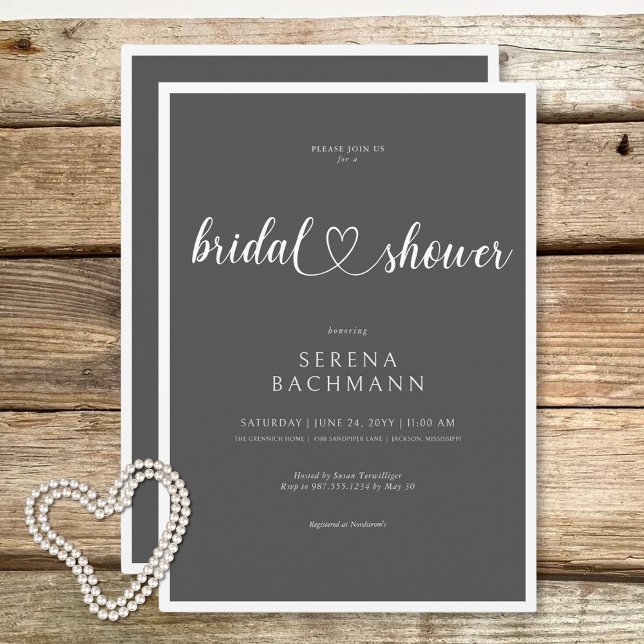 Modernes romantisches Minimal-Grau-Brautparty Einladung (Modern Romantic Minimal Gray Bridal Shower Invitation)