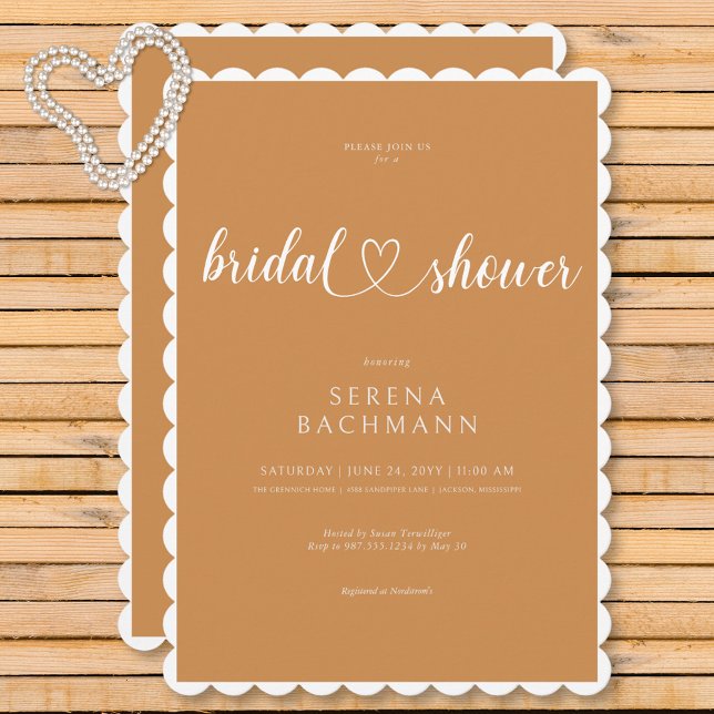 Modernes Romantisches Minimal Rust Brautparty Einladung (Modern Romantic Minimal Rust Bridal Shower Invitation)