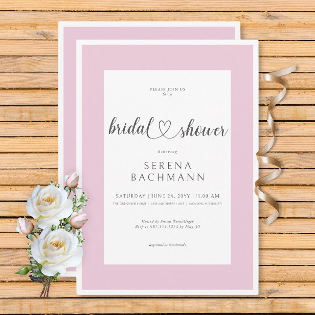 Modernes Romantisches Rosa und Weiß-Brautparty Einladung (Modern Romantic Pink & White Bridal Shower Invitation)