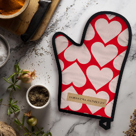 Modernes Romantisches rotes und rosa Herzmuster Ofenhandschuh & Topflappen-Set