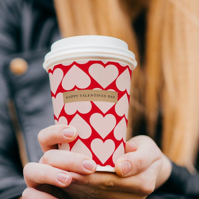 Modernes Romantisches rotes und rosa Herzmuster Pappbecher (Von Creator hochgeladen)