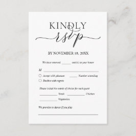Modernes romantisches, schwarzes, Hochzeitessen-UA Begleitkarte
