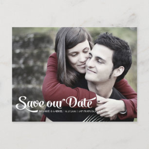 Modernes Romantisches Script-Foto Save the Date Ankündigungspostkarte