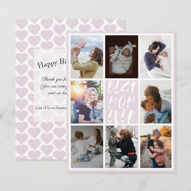 Modernes Rosa 8 Fotomaterial Beste Mama je (Vorne/Hinten)