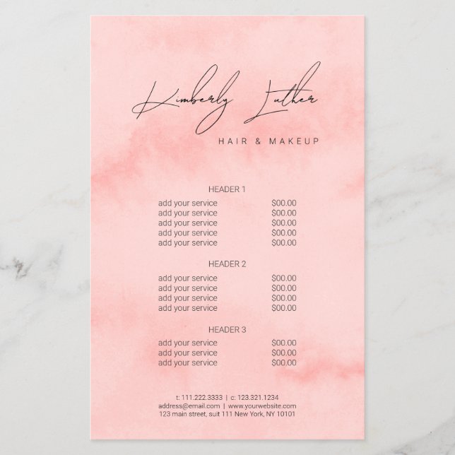 Modernes, rosa Aquarell & Haare Flyer (Vorne)