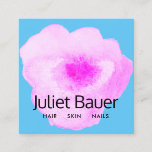Modernes rosa Aquarellplatz Blume Square Busine Quadratische Visitenkarte