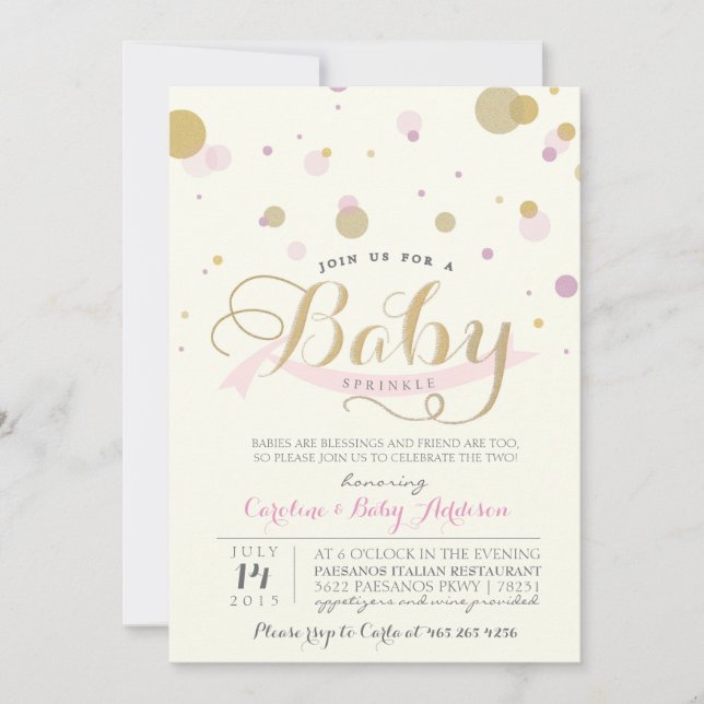 Modernes rosa Baby besprühen Babyparty-Einladung Einladung (Vorderseite)