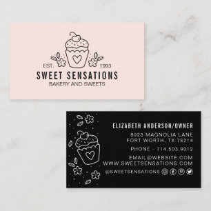 Modernes Rosa Bäckerei Catering Koch Visitenkarte