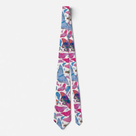 Modernes rosa blaues Lila Schmetterlingsmuster Krawatte