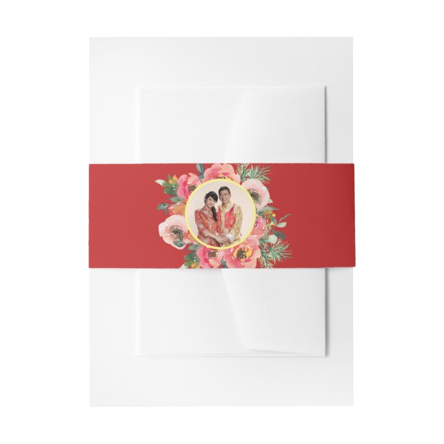 Modernes rosa Blumenkreide chinesisches Hochzeitsf Einladungsbanderole (Vorderseite Beispiel)