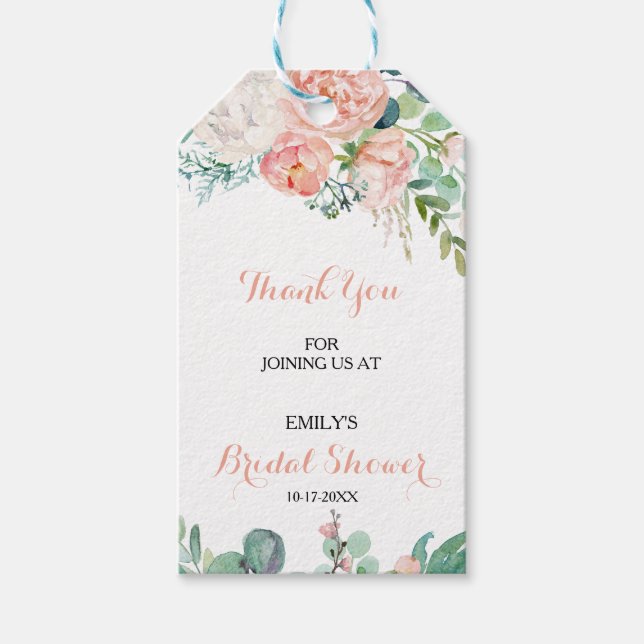 Modernes Rosa Blush tropisches Brautparty Geschenkanhänger (Vorderseite)