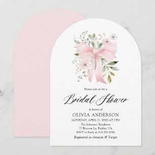 Modernes rosa Bow Coquette Brautparty Einladung