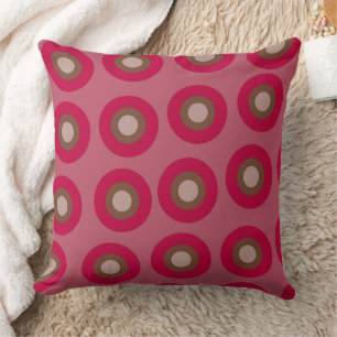 Modernes rosa-braunes Zirkel-Muster Kissen