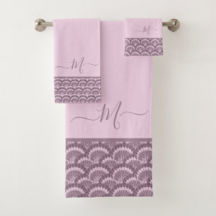 Modernes Rosa Burgund Seashell Muschel Eleganter C Badhandtuch Set
