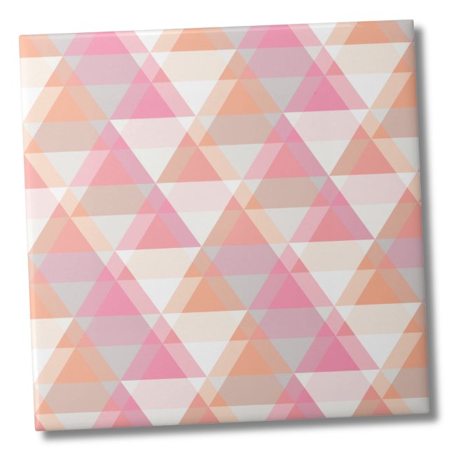 Modernes rosa Dreieck-Muster Fliese (Modern Pink Orange Geometric Triangle Pattern ceramic tile)