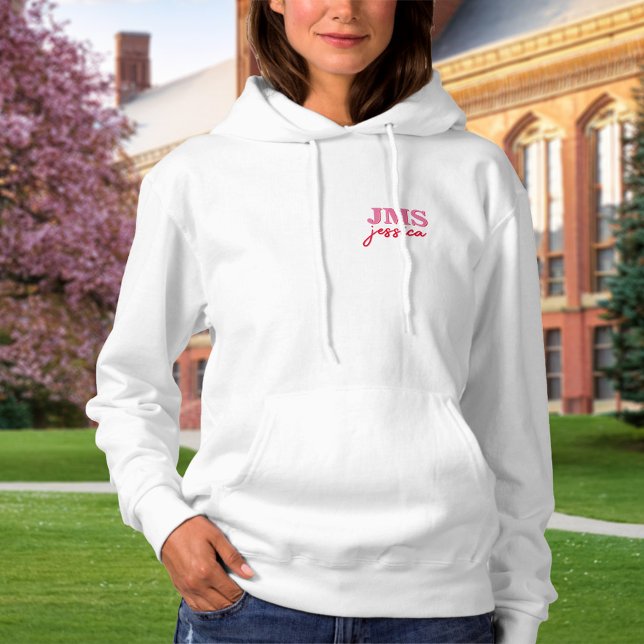 Modernes rosa, dreimal buchstabiges Monogramm Hoodie (Von Creator hochgeladen)
