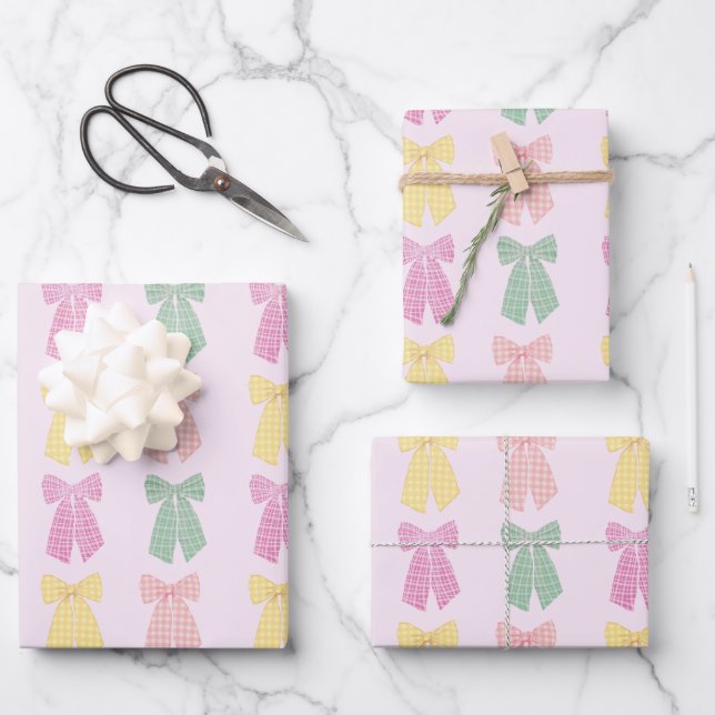 Modernes, rosa Farbtupfer Coquette Haare Muster Geschenkpapier Set (Vorderseite)