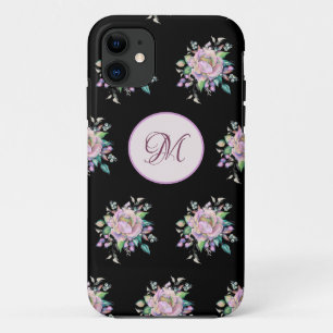 Modernes rosa, florales Monogramm Case-Mate iPhone Hülle