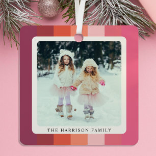 Modernes Rosa Foto Weihnachten Ornament Aus Metall