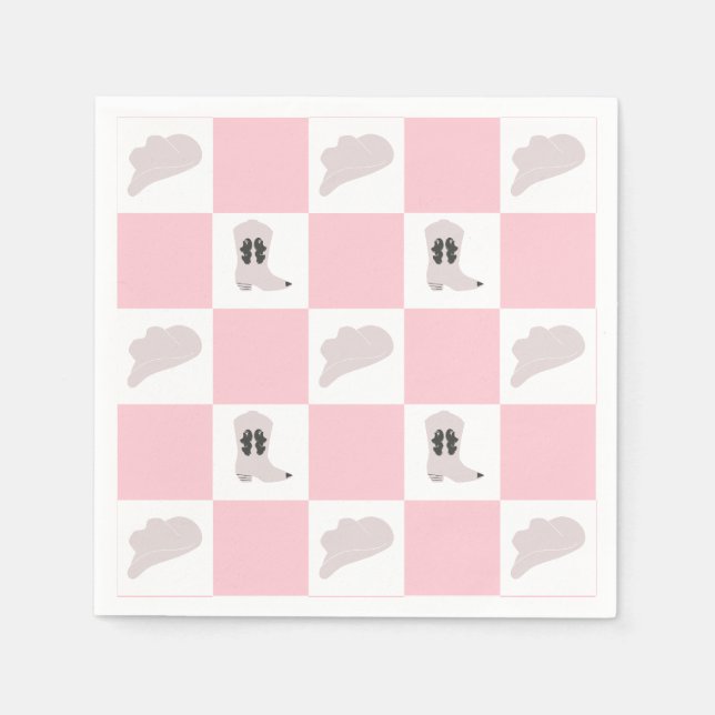 Modernes rosa gekreuztes Cowgirl Rodeo Muster Serviette (Vorderseite)