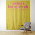 Modernes rosa gelbes Niedliches Bat Mitzvah Foto H Wandteppich<br><div class="desc">Personalisierte moderne,  fette Typografie Rosa und Gelb Bat Mitzvah Foto Hintergrund</div>