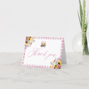 Modernes Rosa Gingham Fresh Off Market Dankeskarte
