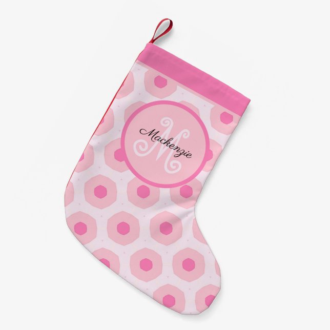 Modernes rosa Girly Circle Dots Muster Kleiner Weihnachtsstrumpf (Vorderansicht (hängend))