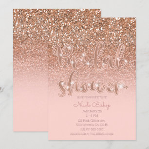 Modernes Rosa Glam Glitzer Brautparty Einladung