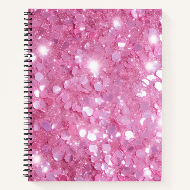 Modernes rosa Glitzer Notebook Notizbuch (Vorderseite)