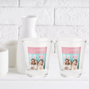 Modernes rosa glückliches gesegnetes Ostern   FOTO Schnapsglas