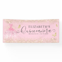 Modernes Rosa Gold Gourmet Quinceañera Willkommen