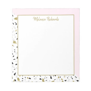 Modernes Rosa Gold Marbella Terrazzo Muster Notizblock