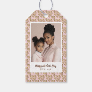 Modernes Rosa Golden Hearts Mother Day Foto Geschenkanhänger