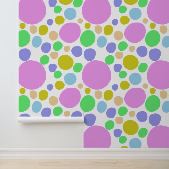 Modernes, rosa, grün, blau und gelb funky-dotty tapete (Anwendung)