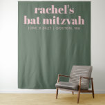 Modernes rosa grünes Bat Mitzvah Foto Hintergrund Wandteppich<br><div class="desc">Frische Typografie Moderne rosa grüne Personalisierte Bat Mitzvah Foto Hintergrund</div>