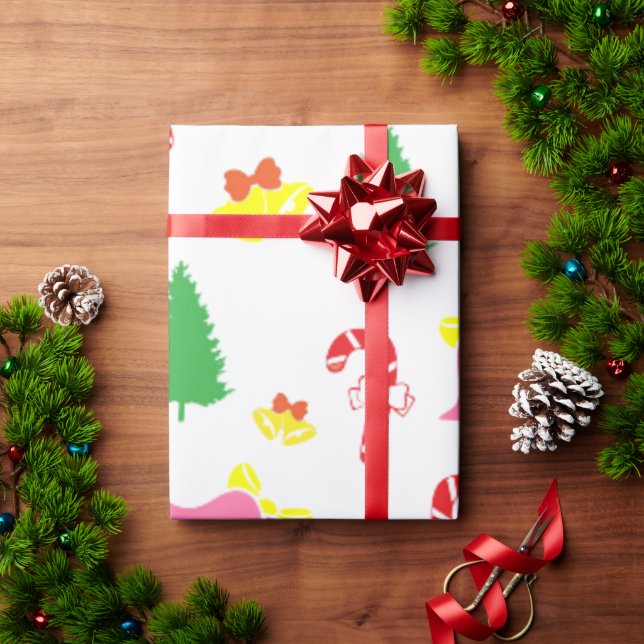 Modernes rosa grünes Weihnachtsmuster Geschenkpapier (Feiertagsgeschenk)