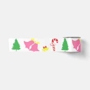 Modernes rosa grünes Weihnachtsmuster Satinband