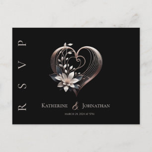 Modernes rosa Herz mit Blume-UAWG-Hochzeit- Postkarte