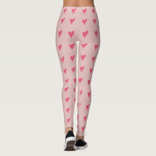 Modernes rosa Herz mit weißem Punktmuster Leggings