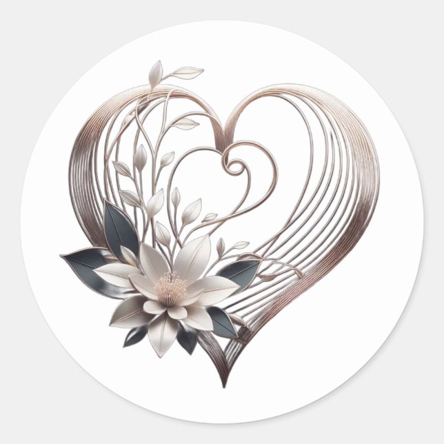 Modernes rosa Herz Runder Aufkleber (Vorderseite)