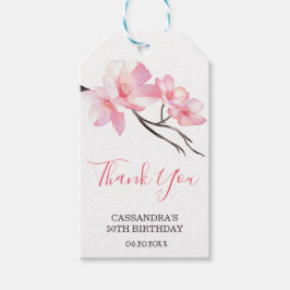 Modernes Rosa Kirschblossom Bloral Geburtstag Geschenkanhänger