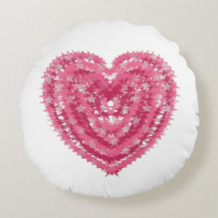 Modernes rosa Konfetti-Herz   Valentinstag-Kunst Rundes Kissen