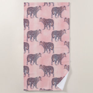 Modernes rosa Leopard-Tiermuster Strandtuch