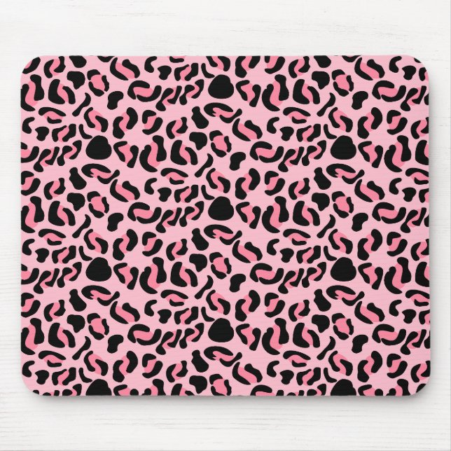 Modernes rosa Leopardenmuster Tier Mousepad (Vorne)