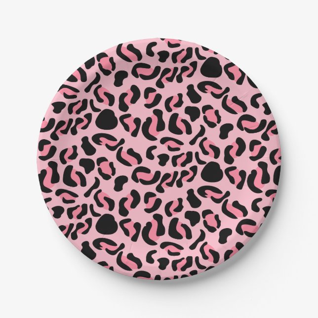 Modernes rosa Leopardenmuster Tier Pappteller (Vorderseite)